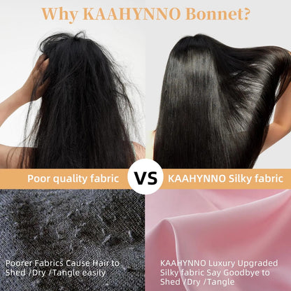 Silk Bonnet For Sleeping Women, Satin Hair Bonnet For Sleeping For Wavy Curly Natural Hair Women Men - Pink - DropOnline.co