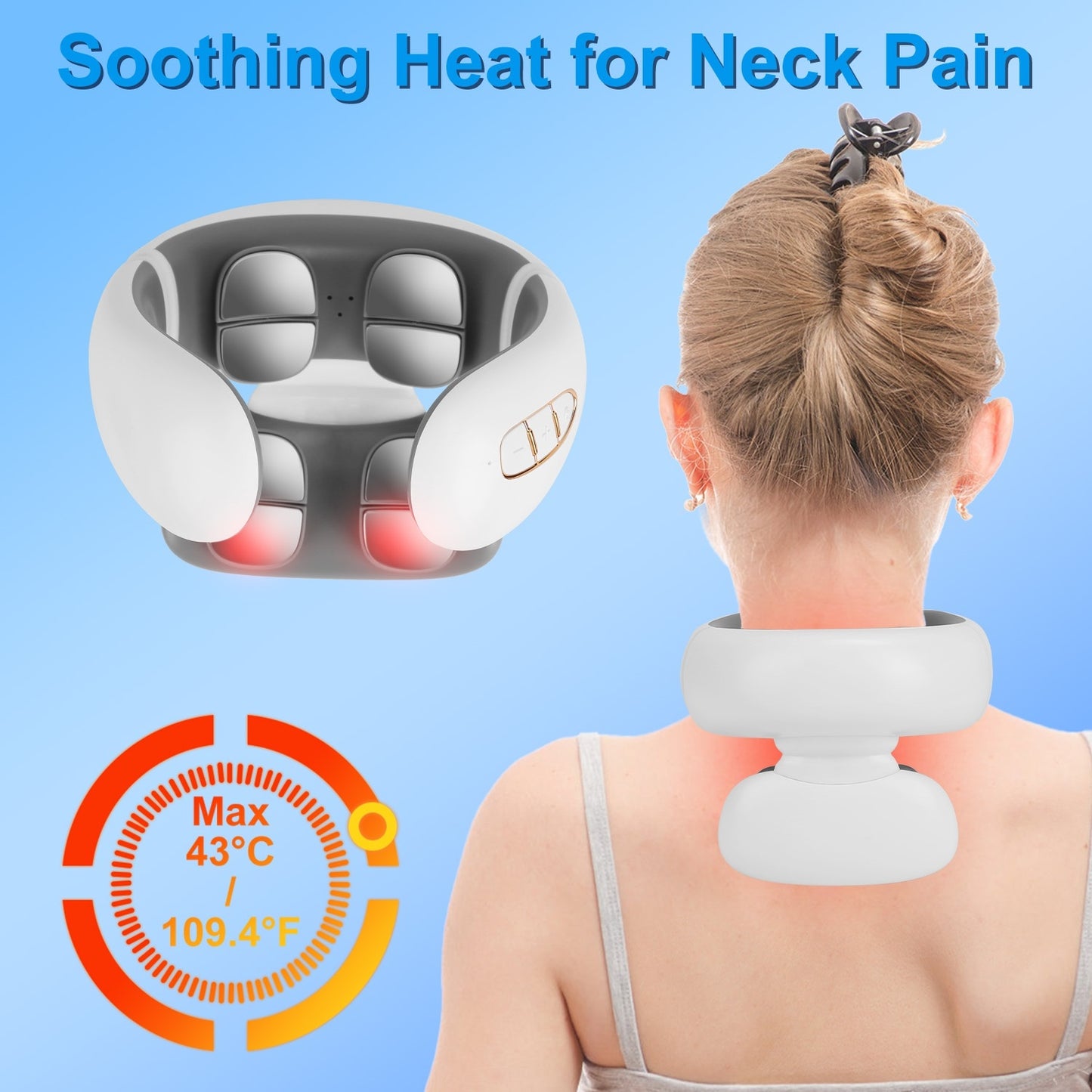 1 Set 8 Head EMS Neck Massager With Heat Cordless Cervical Neck Massager EMS Neck Massager With 6 Modes 15 Intensity Levels Remote Control