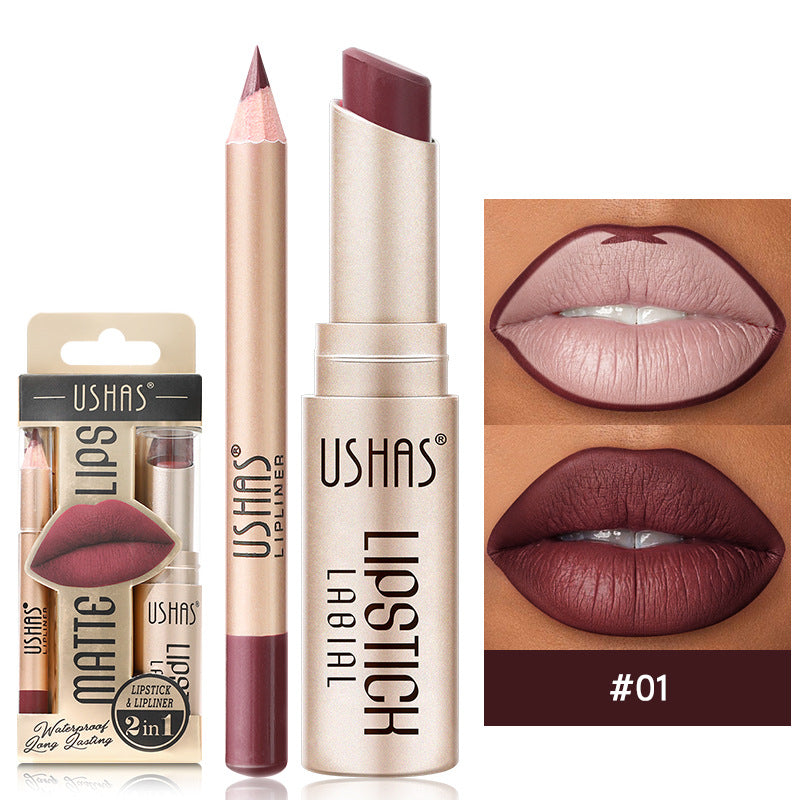 Long-Lasting Matte Lipstick & Lip Liner Set - Waterproof Non-Transfer 12 Color Collection