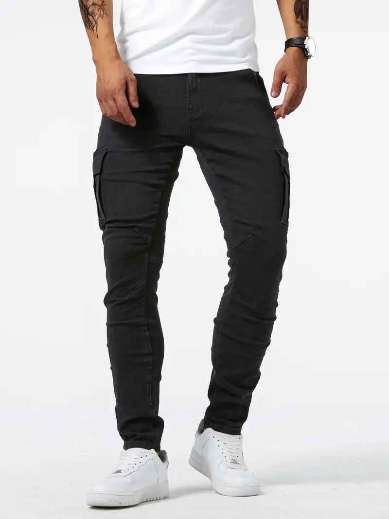 European And American Men's Side Pocket Skinny Jeans