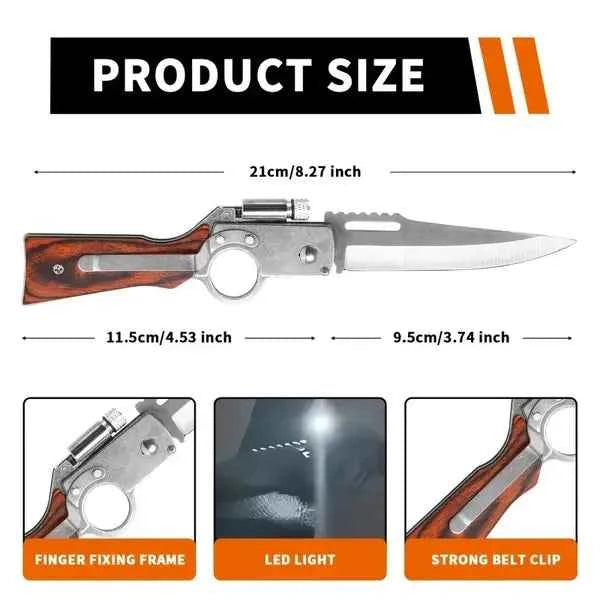 Versatile Tactical Knife With Stainless Steel Blade - Ergonomic Handle, Quick-Deploy Thumb Holes For Ambidextrous Use, Pocket Clip Included - Perfect Outdoor Survival Gift For Men