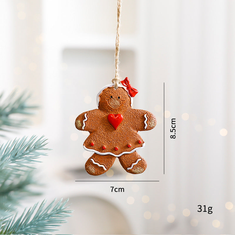 Christmas Resin Character Pendants - Santa Snowman Gingerbread Man Ornaments