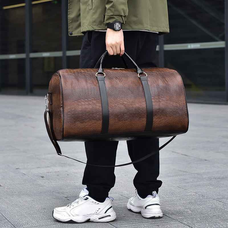 Men's Fashion Personalized Outdoor Sports Crocodile Pattern Travel Bag