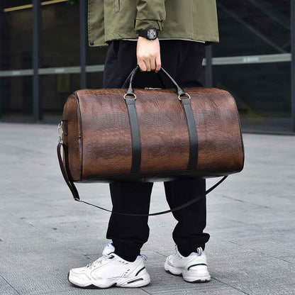 Men's Fashion Personalized Outdoor Sports Crocodile Pattern Travel Bag