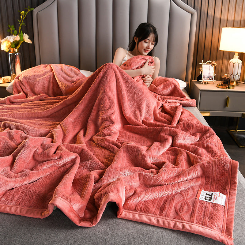 7D Carved Milk Fleece Blanket | Thick Flannel Coral Fleece Warm Cozy Blanket
