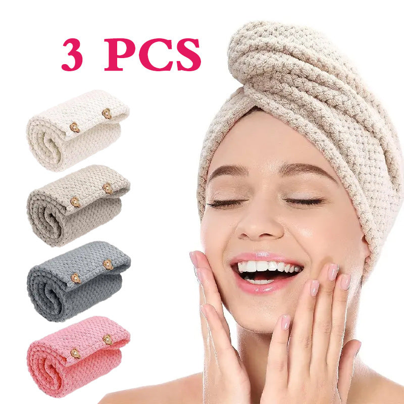 Womens Coral Fleece Hair Drying Cap Highly Absorbent Quick Drying Pineapple Weave Towel For Hair Drying