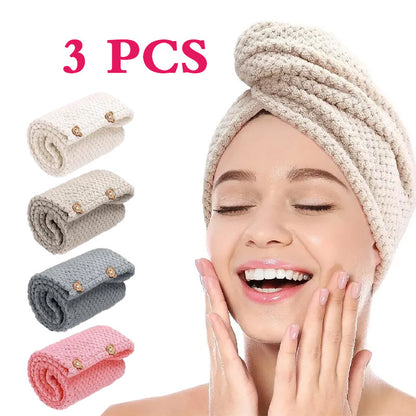 Womens Coral Fleece Hair Drying Cap Highly Absorbent Quick Drying Pineapple Weave Towel For Hair Drying