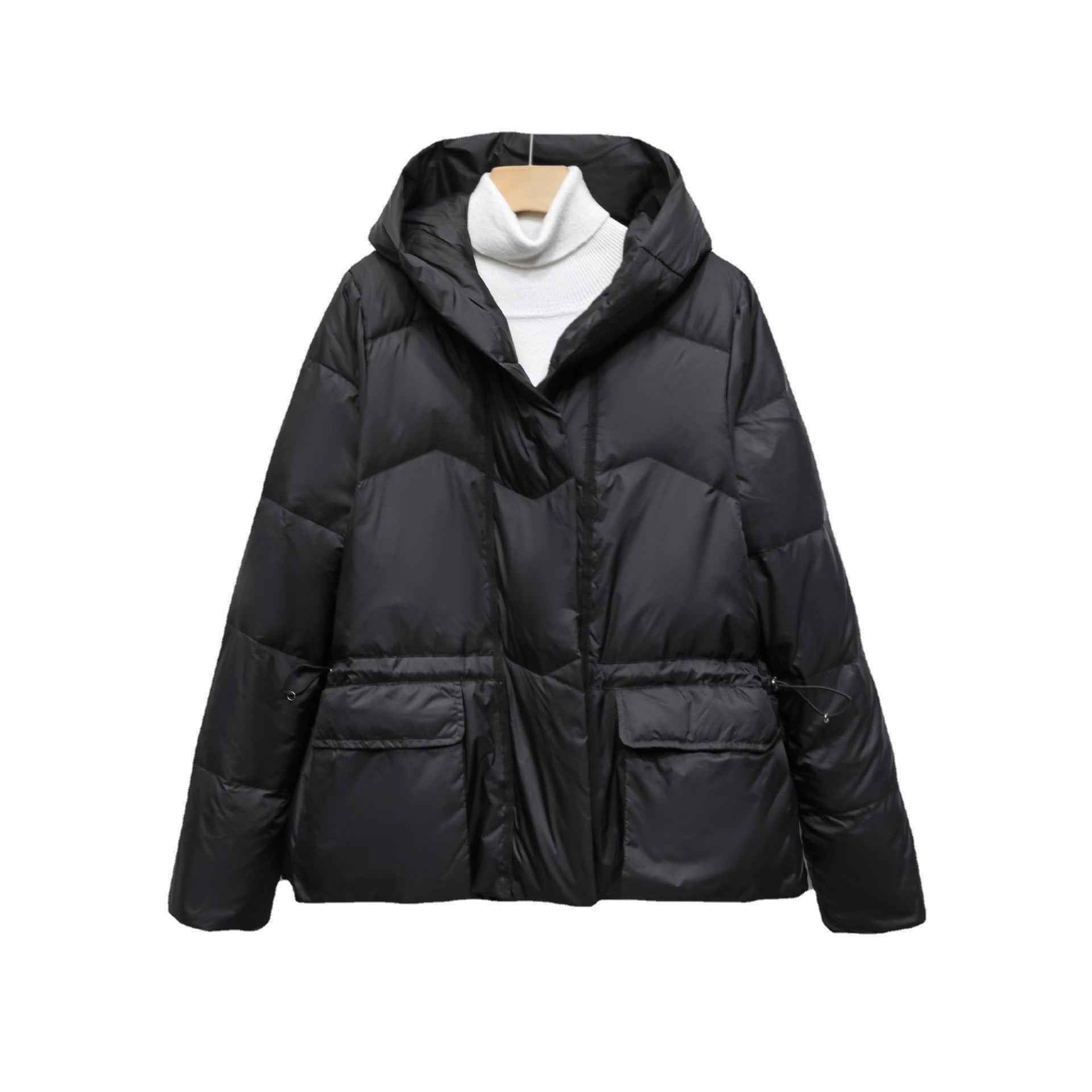 Women's Solid Color Hooded Thick Short Down Jacket