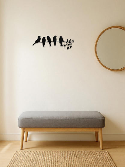 1PC Metal Bird Wall Art,Wall Ornament,The Leaves With Birds Sculpture Wall Decor - DropOnline.co