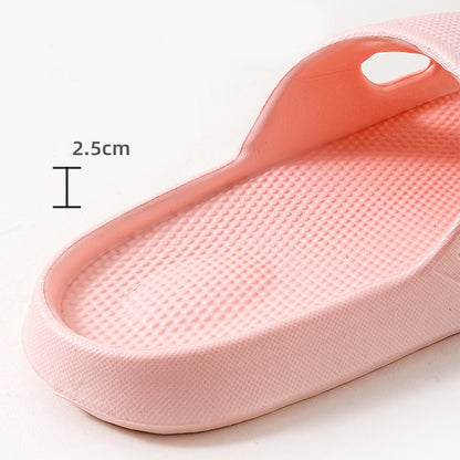 Solid Color Thick Bottom Home Slippers Summer Non-slip Floor Bathroom Slipper Women Men Couples Shoes - DropOnline.co