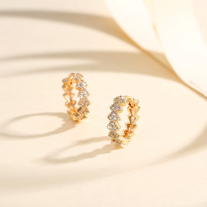 European And American Fashion Copper-plated Gold Inlaid Zircon Earrings - DropOnline.co