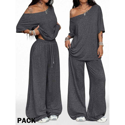 Retro Solid Color Casual Pants For Women, Loose Wide-leg Versatile