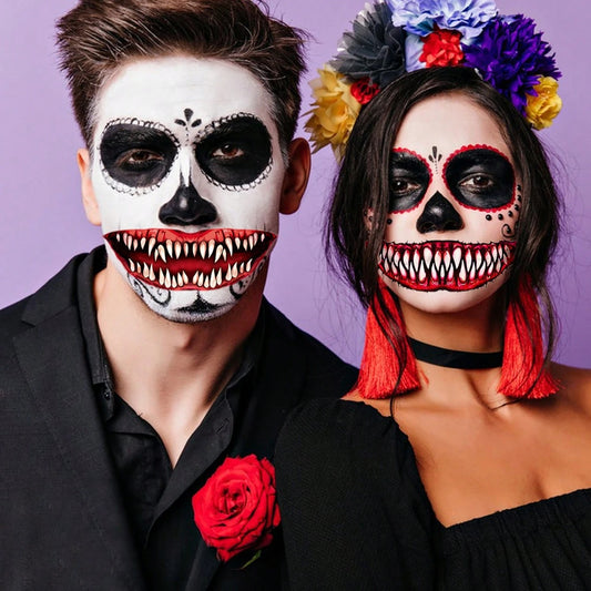 Halloween Temporary Tattoos - 18 Pcs Horror Clown Face Stickers for Cosplay Parties