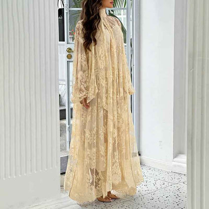 Vietnamese-style Embroidered Heavy-duty Long-sleeve Loose Ruffle Dress