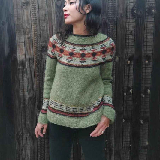 Women's Round-neck Color-block Loose Sweater
