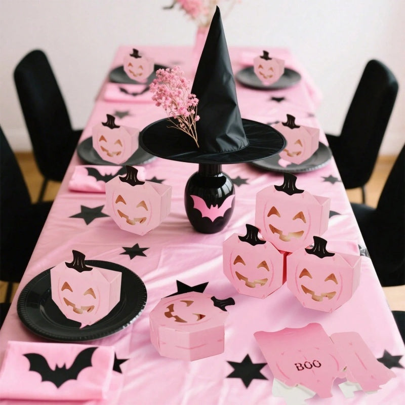 Pink Halloween Gift Boxes - 20 Pcs Pumpkin Shaped Treat Boxes