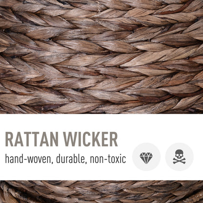 Handmade Wicker Elevated Cat Bed With Cushion Dark Brown For Kittens - DropOnline.co