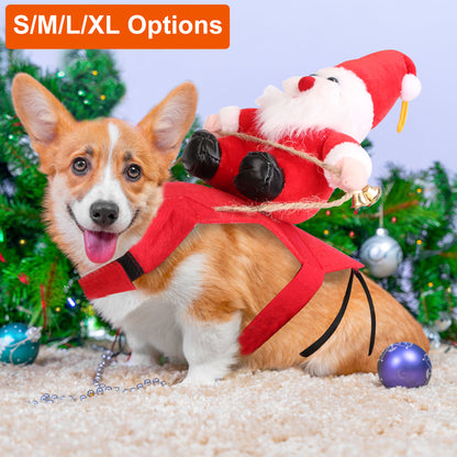 S-M-L-XL Options -- 1Pc Pet Christmas Costumes Red Winter Coat For Dog Riding Santa Claus With Bell Clothes New Year Outfit Cosplay Costumes Party Dress Up For Cats - DropOnline.co