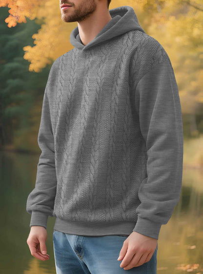 Men's Casual Thick Jacquard Hooded Sweatshirt