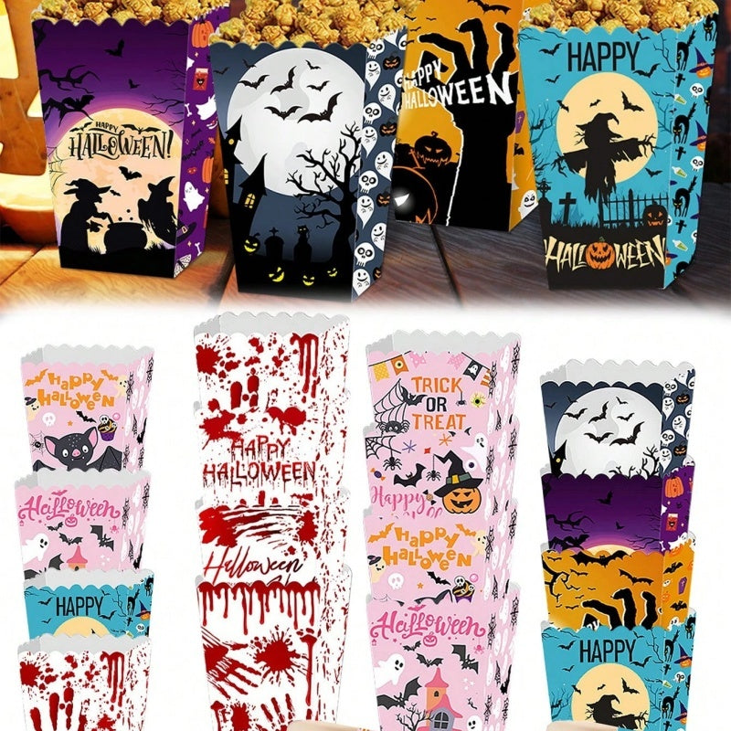 Halloween Popcorn Boxes - 12 Pcs Ghost Bat Party Snack Containers