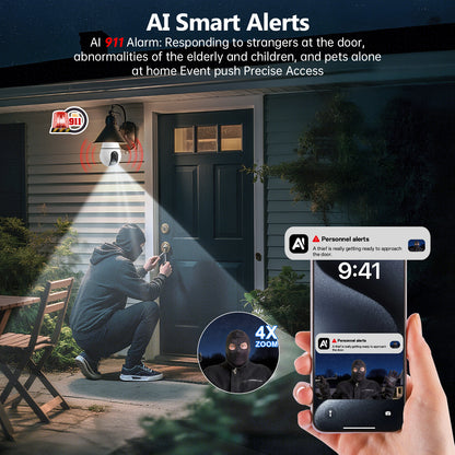 AI Detection 360 Degree HD 3MP CCTV Video Light Bulb E27 IP Wireless Mini Security Hidden Wifi Camera - DropOnline.co