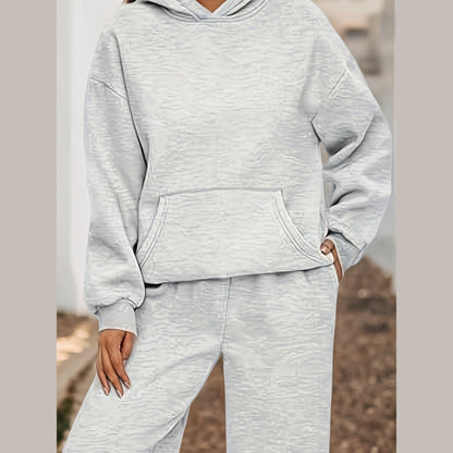 2025 Large Size New 2 Piece Outfits Lounge Hoodie Sweatsuit Sets Oversized Sweatshirt Baggy Fall Fashion Sweatpants With Pockets - DropOnline.co