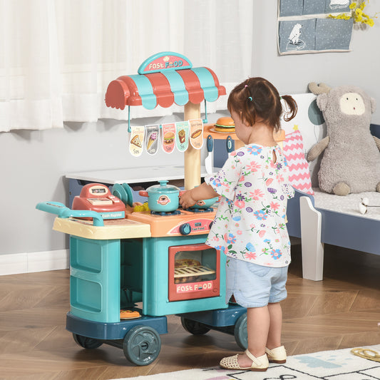 Kids Kitchen Food Stand with Play Food