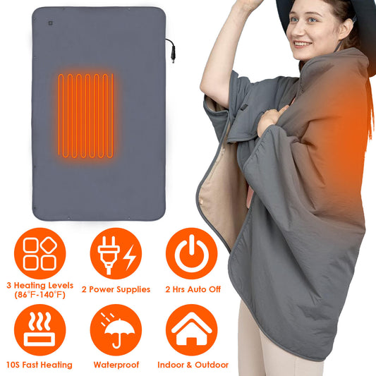 Electric Heated Throw Blanket - 53.5x37.8in Full Body Heated Shawl with 3 Heat Levels