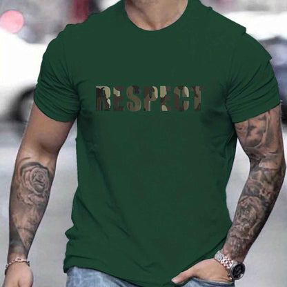 Men's 'RESPECT' Letter Pattern T-Shirt - Summer Casual Graphic Tee