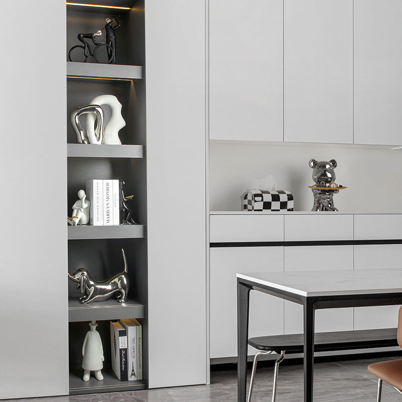 Premium White Porcelain Reading Figure Set - European Style Office Decoration