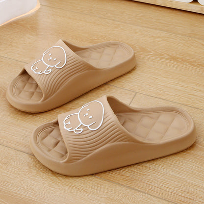 Cute Cartoon Dog Slippers Summer Solid Color Non-slip Rhombus Bathroom Slipper Indoor House Shoes For Men Women Couples - DropOnline.co