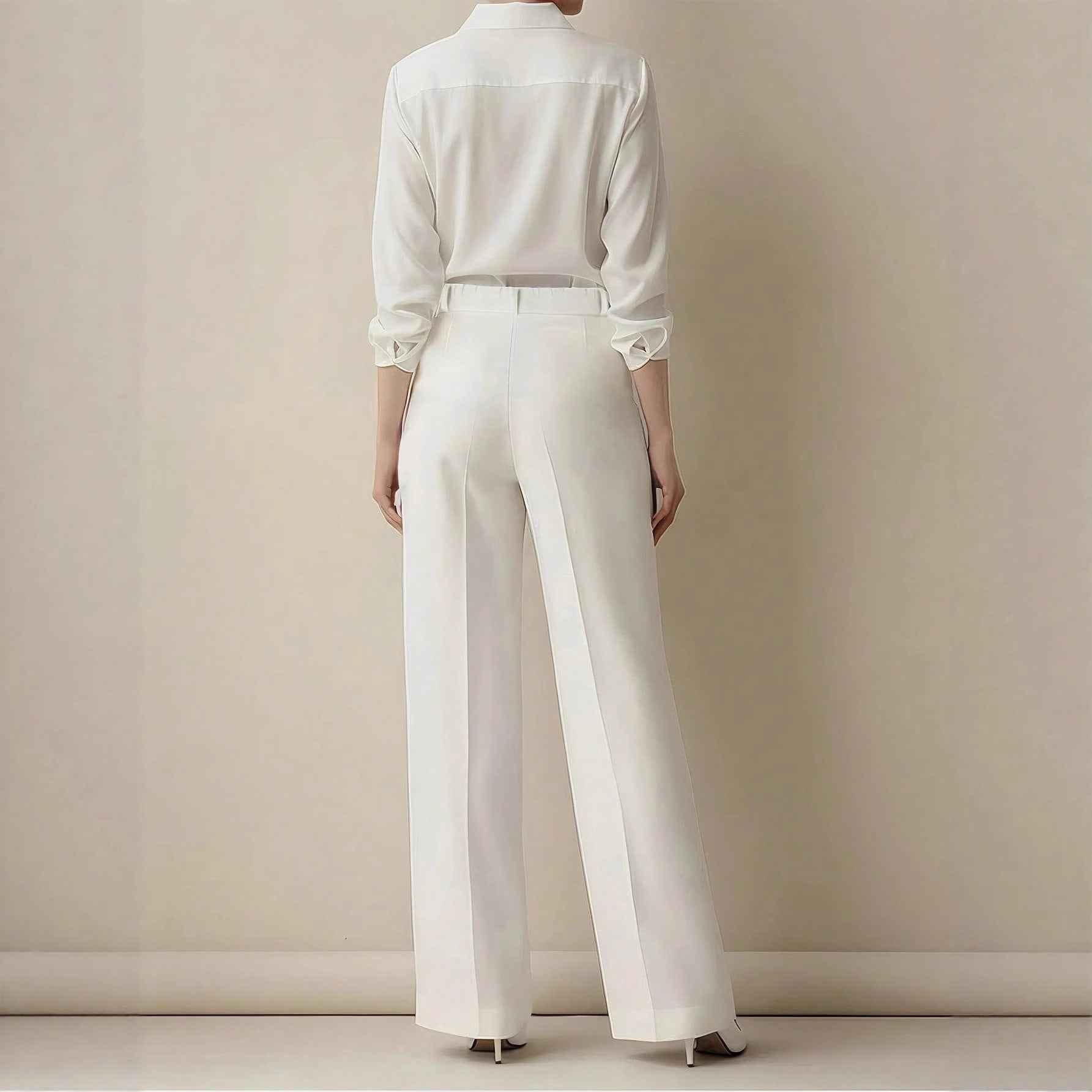White High-waisted Loose Straight-leg Casual Pants