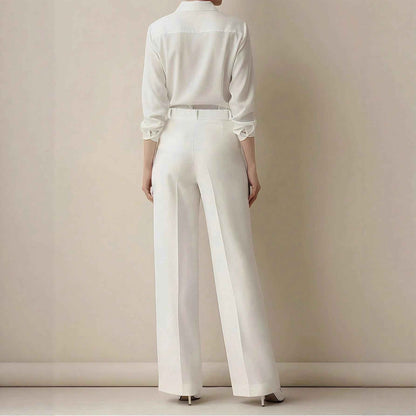 White High-waisted Loose Straight-leg Casual Pants