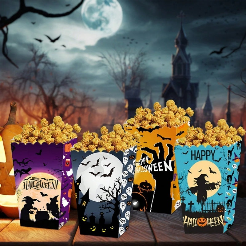 Halloween Popcorn Boxes - 12 Pcs Ghost Bat Party Snack Containers