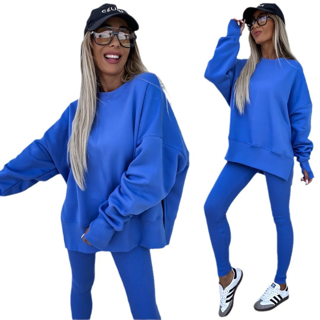 Women's Casual Sweatshirt and Pants Set - Comfortable Loungewear Outfit