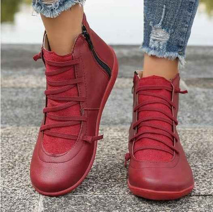 Women's Plus Size Flat Side Zipper Short Fashion Boots