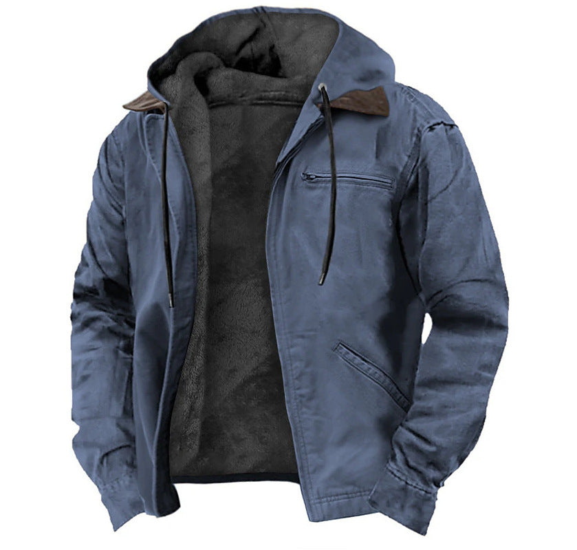 Premium Multi-Color Digital Print Hooded Sweater - Cotton-Padded Winter Cardigan with Brown Lining