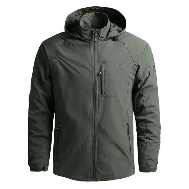 Men's Fashion Solid Color Single Outdoor Jacket - Casual Windproof Outerwear