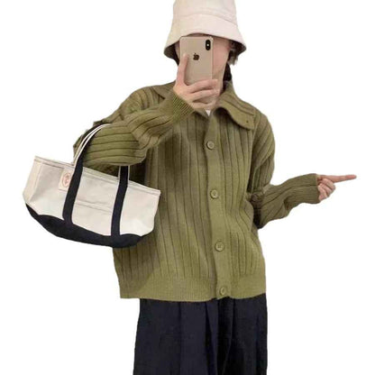 Vertical Single-breasted Turtleneck Knitting Idle Style Small Sweater