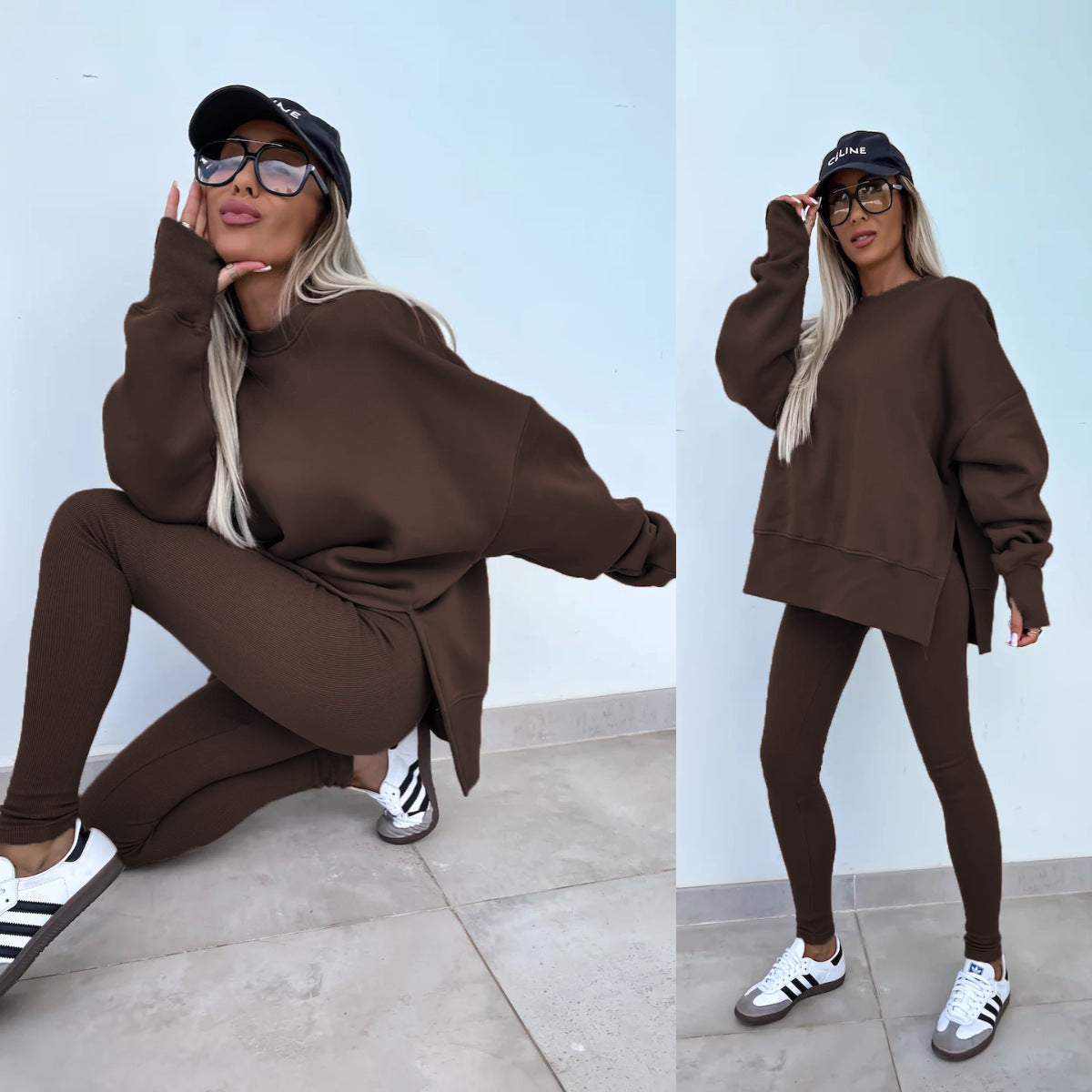 Women's Casual Sweatshirt and Pants Set - Comfortable Loungewear Outfit