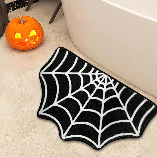 Halloween Spider Web Carpet - Gothic Non-Slip Bath Mat for Home Decor