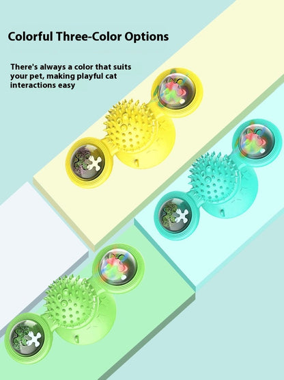 Cat Entertainment Set- Interactive Rotating Disk, Feather Teasers, Tumbler, Windmill Toy - Keeps Cats Active & Engaged - DropOnline.co