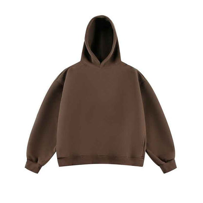 Short Wide Fleece Hooded Sweatshirt For Men And Women In American Solid Color