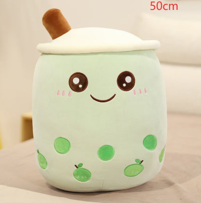 Boba Tea Plush Toy - Cute Strawberry Milk Tea Stuffed Animal Pillow Cushion for Kids - DropOnline.co