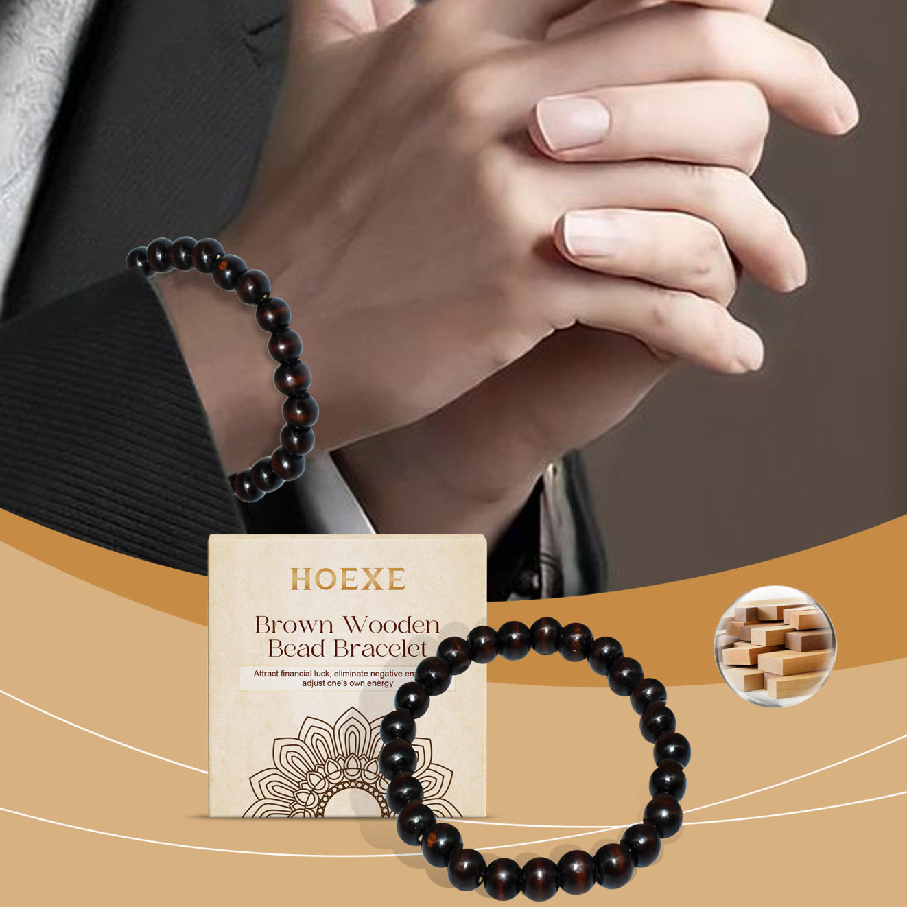 Wooden Bead Bracelet - Coffee Color Simple Fashion Design
