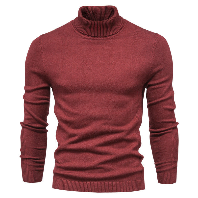 Men's Solid Color Slim Pullover Turtleneck Sweater - Winter Casual Tops