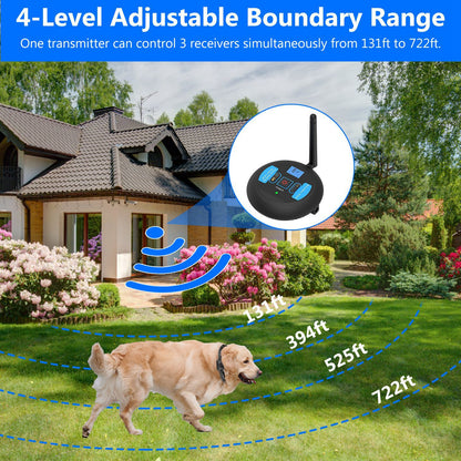 1Set Wireless Electric Dog Fence Pet Shock Boundary Containment System Electric Training Collar For Small Medium Large Dogs - DropOnline.co