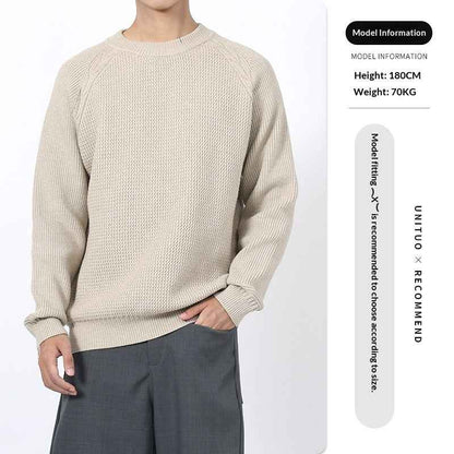 Men's Round Neck Sweater With A Light Luxury And High-end Casual Feel