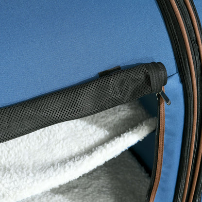 Portable Twin Compartment Show House Cat Cage 39  Soft-Sided Pet Kennel With Soft Cushions  Storage Bag Blue - DropOnline.co