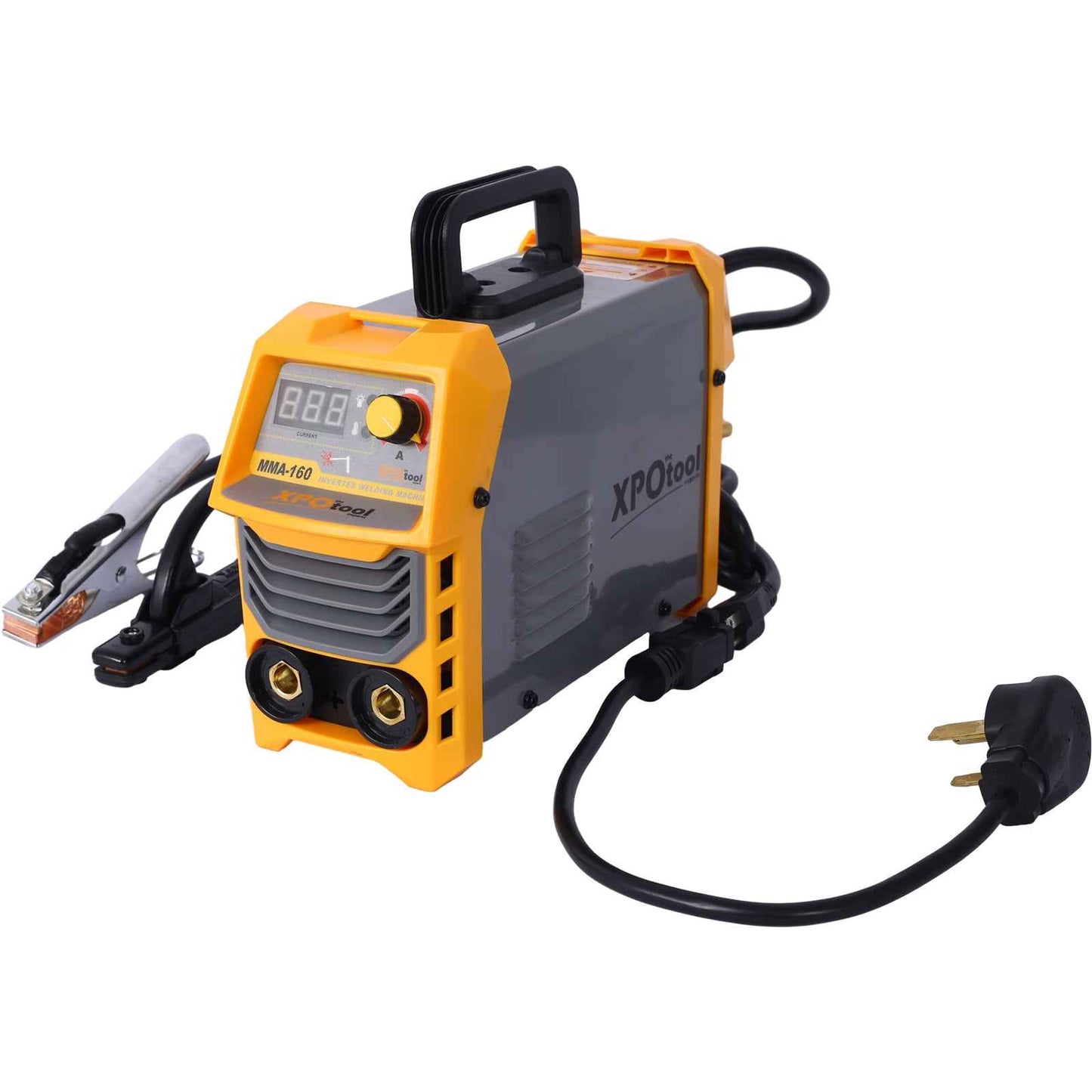 110  220V MMA Welder, 160A Stick  Welding Machine IGBT Inverter Digital Display LCD Hot Start Welder With Electrode Holder, Work Clamp, Input Power Adapter Cable Dual Voltage DC